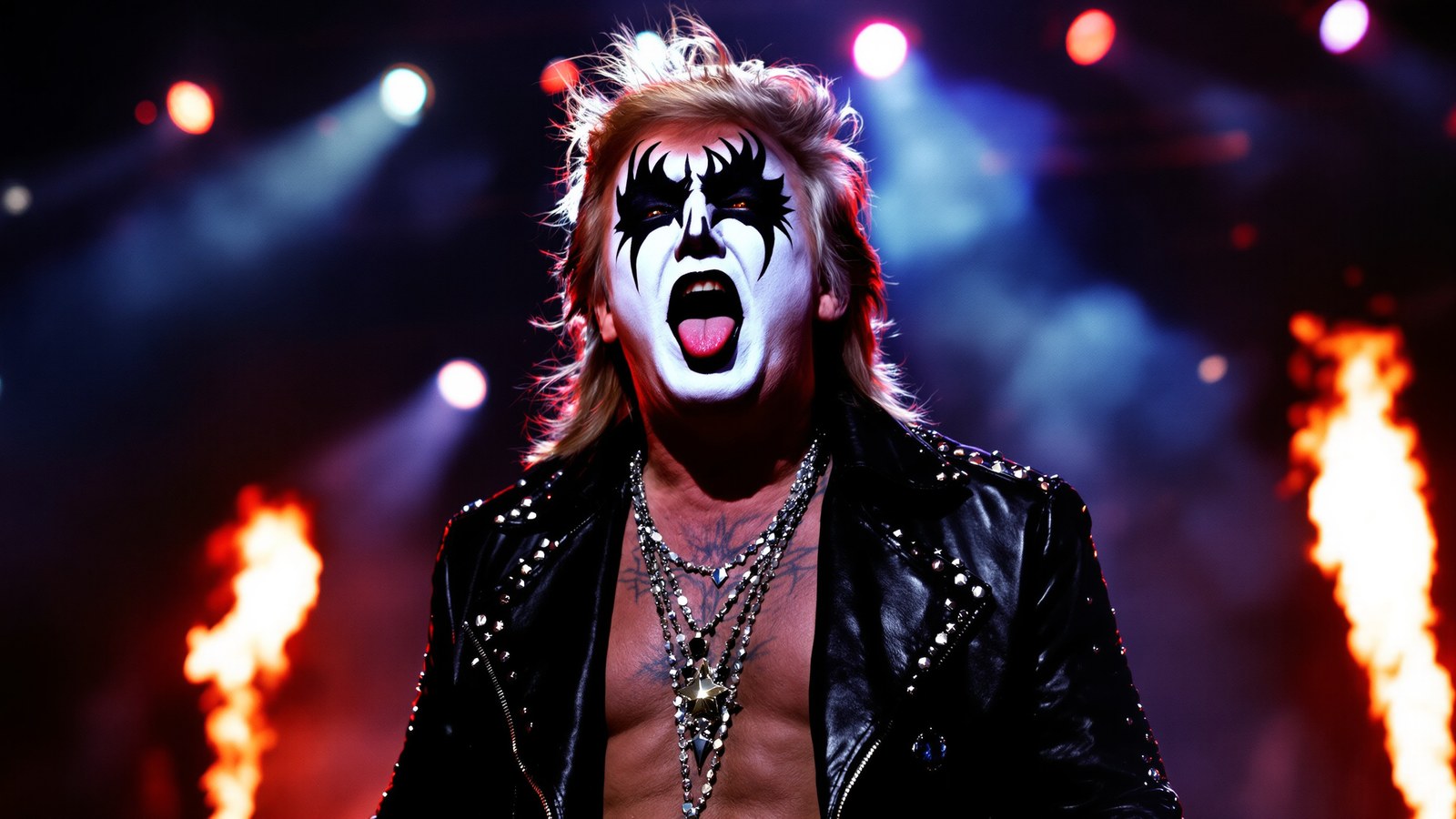 Trump in KISS makeup on stage